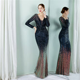 Evening wear Dresses: Green Sequin Evening Dress Luxury Shining Party