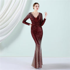 Evening wear Dresses: Green Sequin Evening Dress Luxury Shining Party