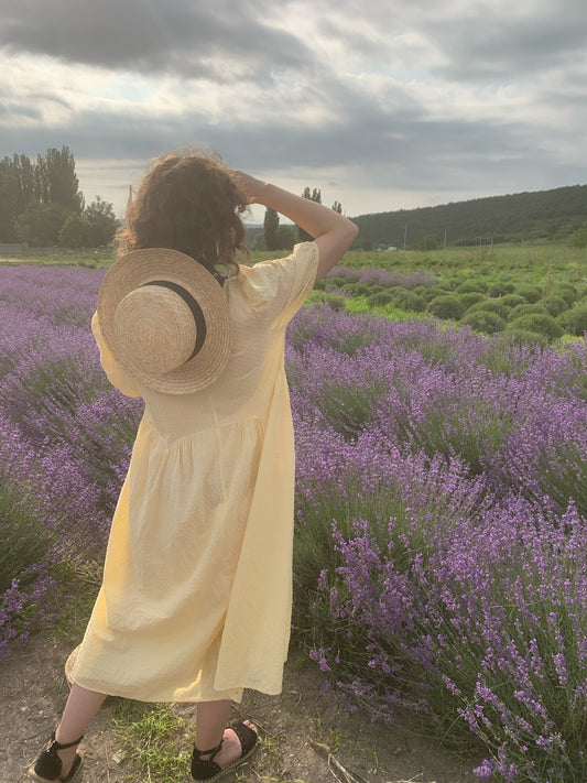 Women Long Dress Summer Casual O-neck Puff-Sleeve Oversize Dots