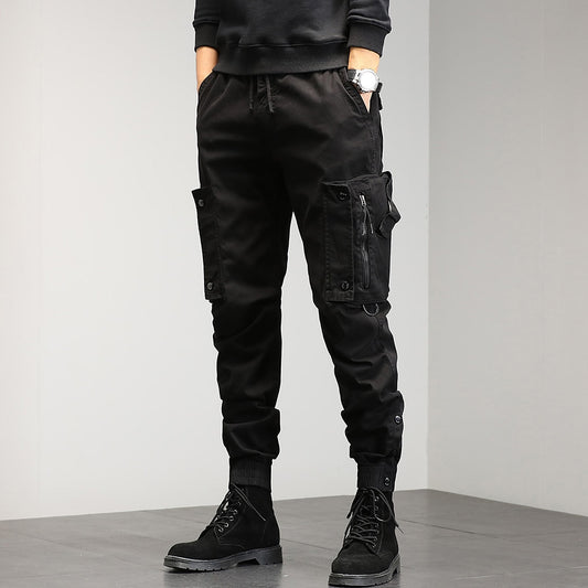 Single Road Mens Cargo Pants Men Techwear Baggy Button Hip Hop