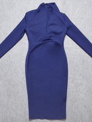Winter Long Sleeve HL Bandage Dress Deep V Neck Women Bodycon Dress
