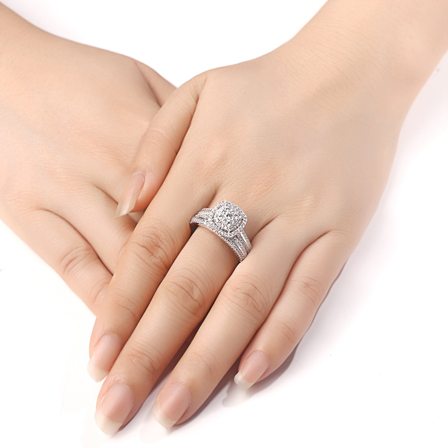 2Pcs Wedding Rings For Women Solid 925 Sterling Silver Engagement Ring