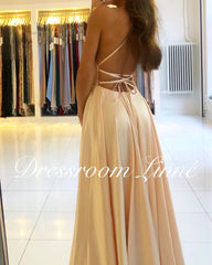 Homecoming Dresses: Prom Dress Spandex satin Slit Side Dress A-LINE Scoop Stretch
