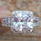 2 Pcs Wedding Rings 1.2 Ct Princess Cut CZ 925 Sterling Silver