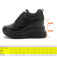 Platform Wedge Sneakers Chunky Shoes Genuine Leather for Women