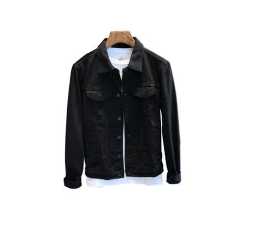Men Top Casual Slim White Jacket Casual Workwear Denim Jacket
