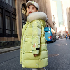 Winter Down cotton Jacket Girls Waterproof Hooded Coat Children Outerwear