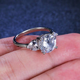 Silver Moissanite Silver Ring 3ct VVS 9MM with Certificate 100%