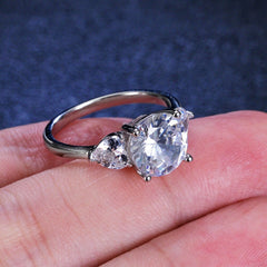 Silver Moissanite Silver Ring 3ct VVS 9MM with Certificate 100%