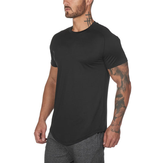 Mesh T-Shirt Clothing Tight Gym Mens Summer Brand Tops Tees Homme