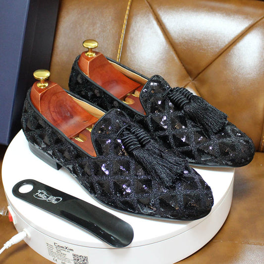 Loafers Sequin Casual Shoes British Style Gentleman Wedding Dress Shoes