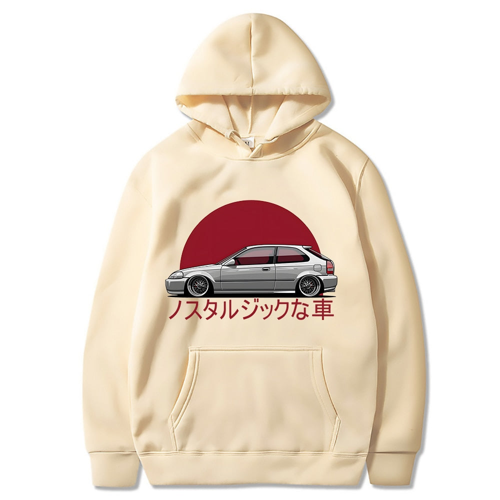 Men Nostalgic Car Hoodie Jdm Comic Printing Tracksuit Mens Sweatshirt Female