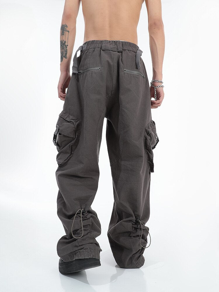 American street fashion big pocket overalls trousers loose casual design