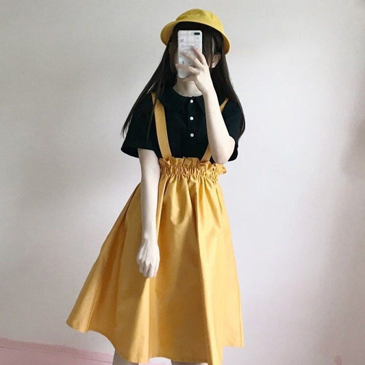Spring Autumn Women Skirt Casual Sweet A-line Long Skirts Solid