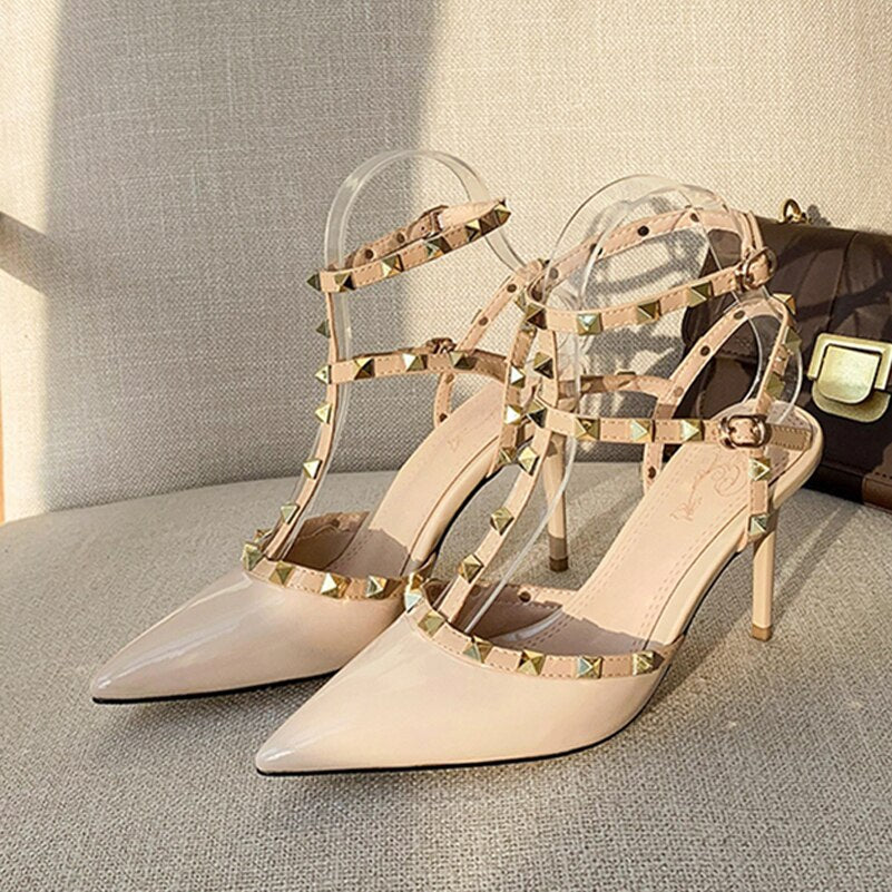 Genuine Leather Slingbacks Shoes Women Pointed Toe Thin Heels