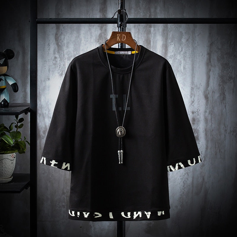 Letter Men T-shirt Print Cotton Summer Short