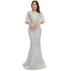 Evening wear Dresses: Evening Night Dresses for Women V Neck Mermaid