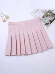 Preppy Style High Waist Solid Pleated Mini Skirt Women Summer Spring Korean
