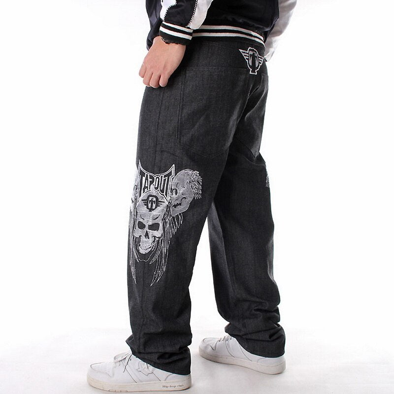 Straight Baggy Jeans Loose Hip Hop Jeans Men Printed Hip-hop