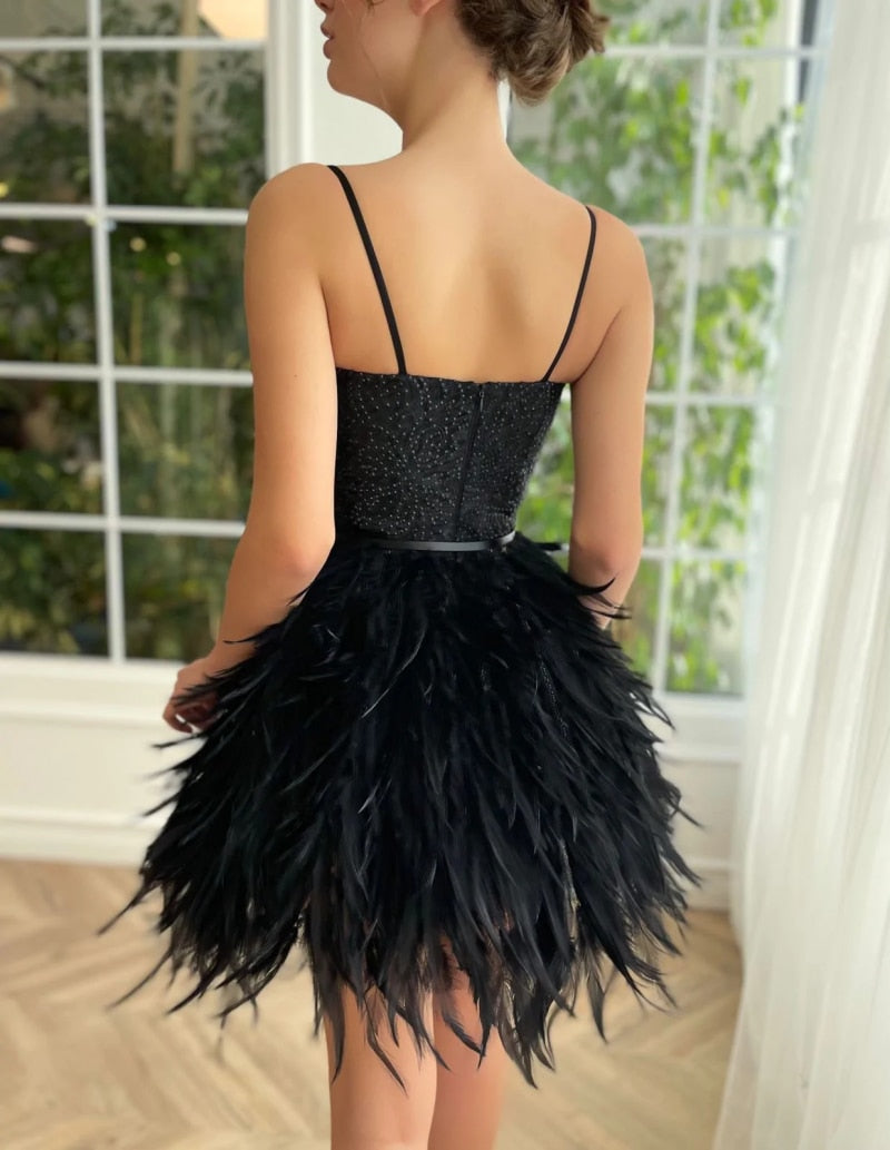 Evening wear Dresses: Mini Spaghetti Straps Prom Dress Evening Dress For Plus