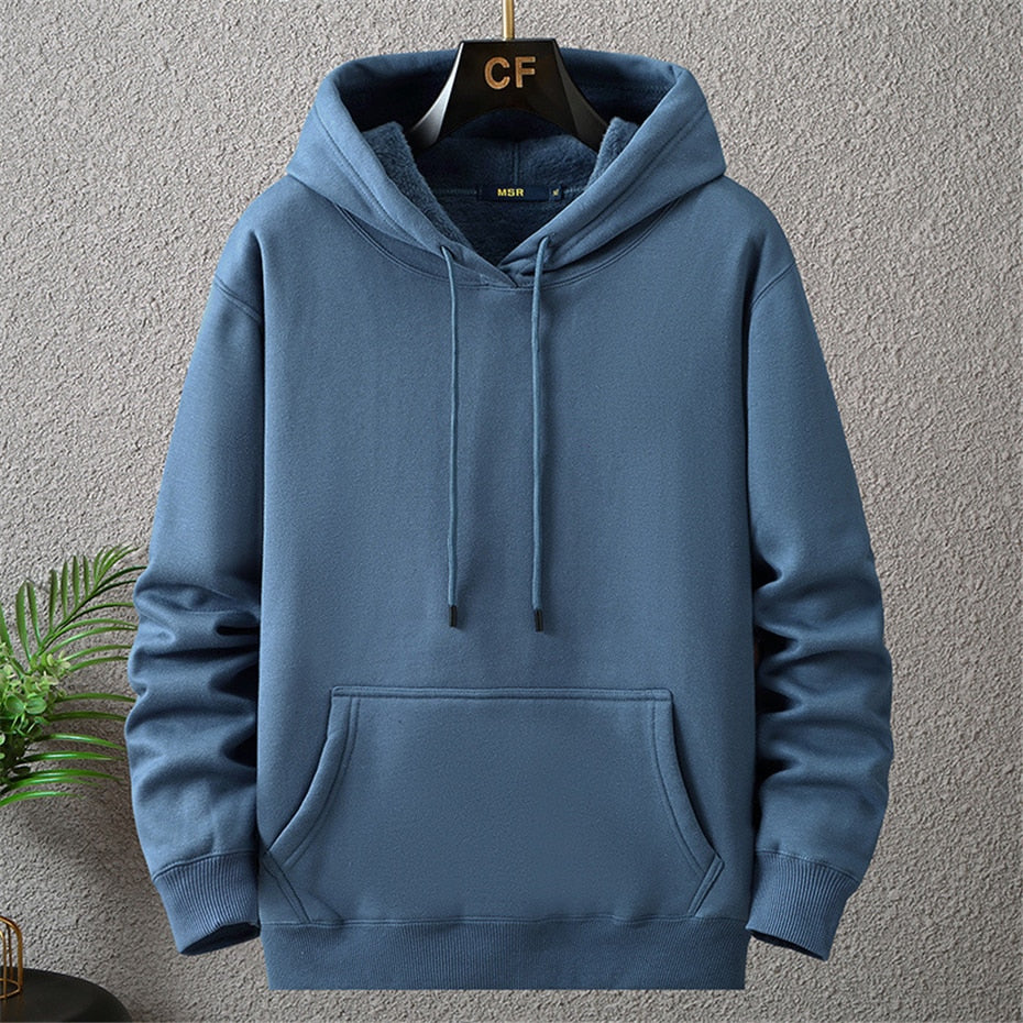 Solid Color Hoodies Men 12XL 10XL Plus Size Hoodies Autumn Winter Thick
