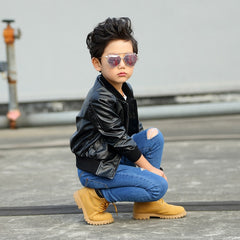 Spring Autumn Children Boys Girls leather jacket Fashion