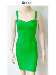 Women Spaghetti Strap Rayon HL Elastic Celebrity Bandage Dress