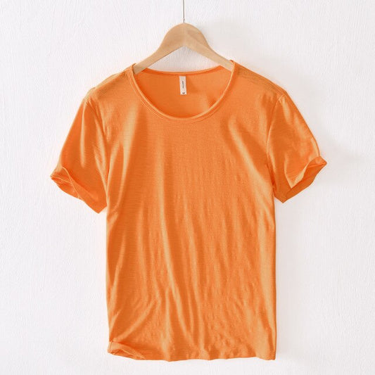 Summer Pure Cotton T-shirt For Men O-Neck Solid Color Casual Thin T Shirt