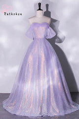 Homecoming Dresses: Prom Dresses Off The Shoulder Light Purple Sequin Ball Gown