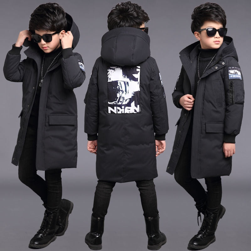 Winter children boy mid length cotton top fashion motorcycle pattern