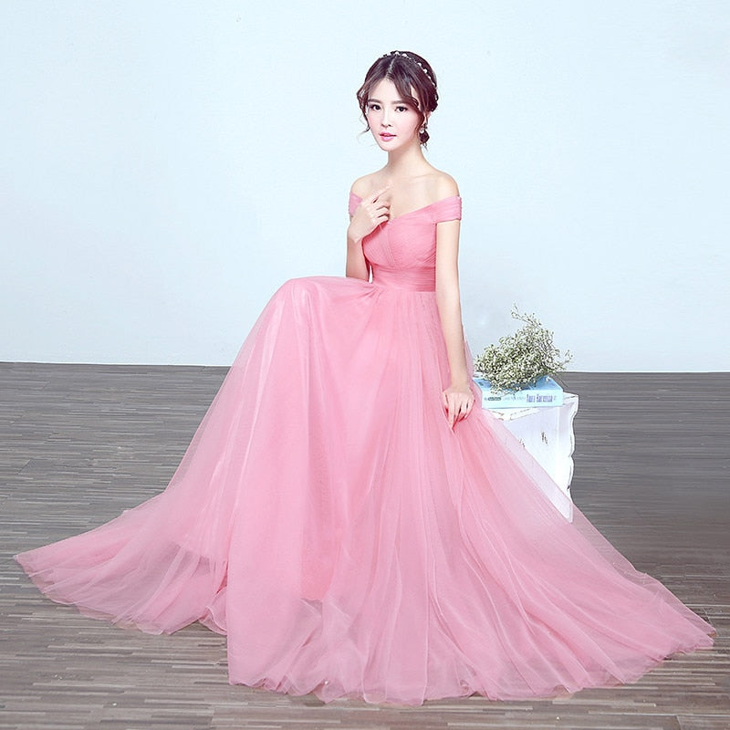 Evening wear Dresses: Prom Dress Women Elegant Wedding Party Dresses Off Shoulder