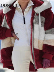 Women Spring and Autumn Oversize Long Teddy Bear Coat Warm Thickening