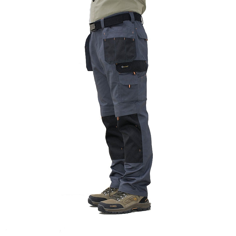 Men Multi-Pocket Cargo Pants Outdoor Safari Style Straight Working