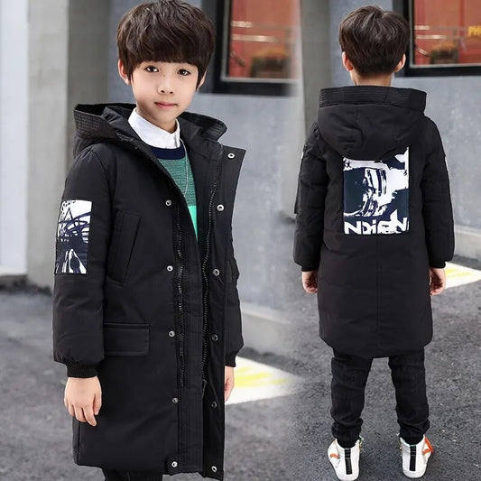 Winter children boy mid length cotton top fashion motorcycle pattern