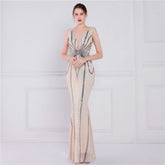 Evening wear Dresses: Long Evening Dress Luxury Beading Formal Dress Women