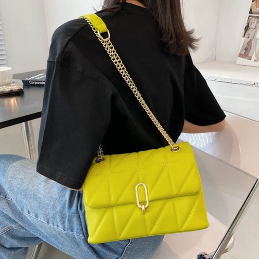 Green Fashion Shoulder Bag Women Leather Pu Quilted Bag Female Luxury Handbags