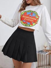 Preppy Style High Waist Solid Pleated Mini Skirt Women Summer Spring Korean