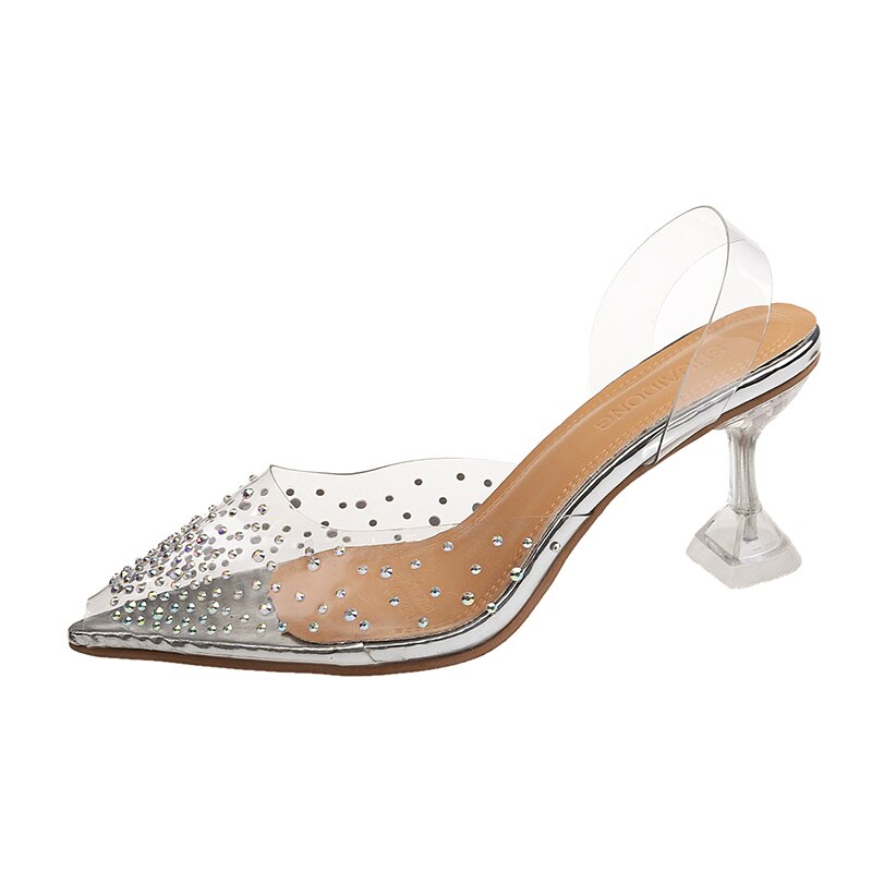 Transparent Sandals Women Women Elegant Sky High Heels Bling Crystal Shoes