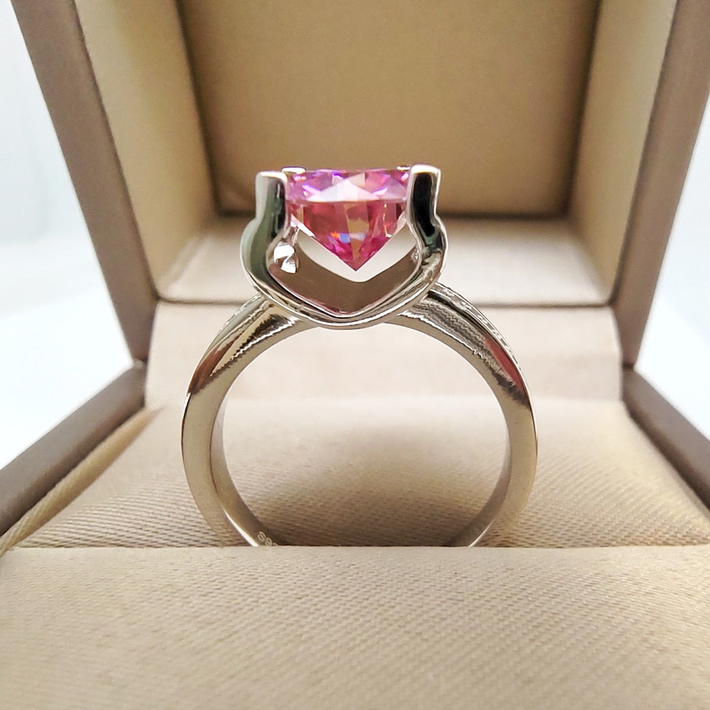 Classic Ring 3ct Pink Moissanite VVS 9MM Diamond Tested 100%