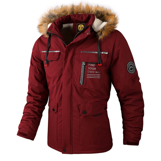 Men Winter Warm Fleece Thick Windbreaker Jacket Coat Parkas Men Fashion