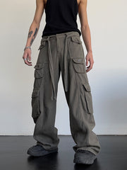 High street retro casual large pocket overalls men and women