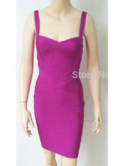 Women Spaghetti Strap Rayon HL Elastic Celebrity Bandage Dress