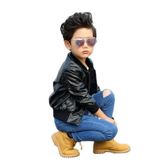 Spring Autumn Children Boys Girls leather jacket Fashion