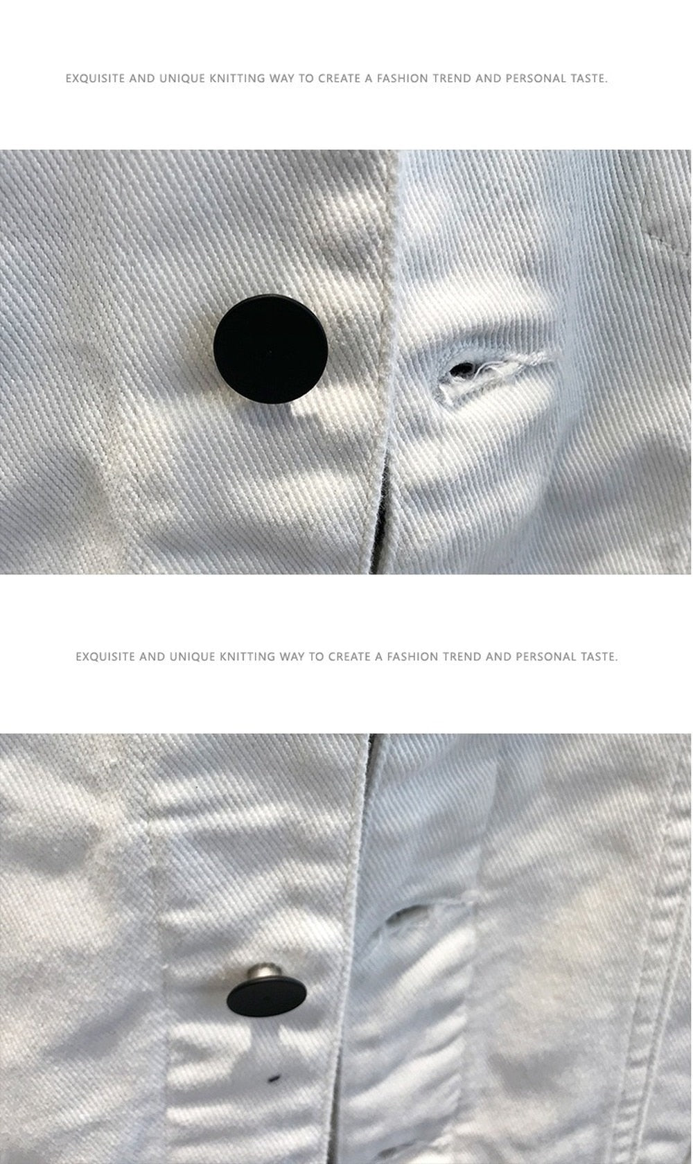 Men Top Casual Slim White Jacket Casual Workwear Denim Jacket