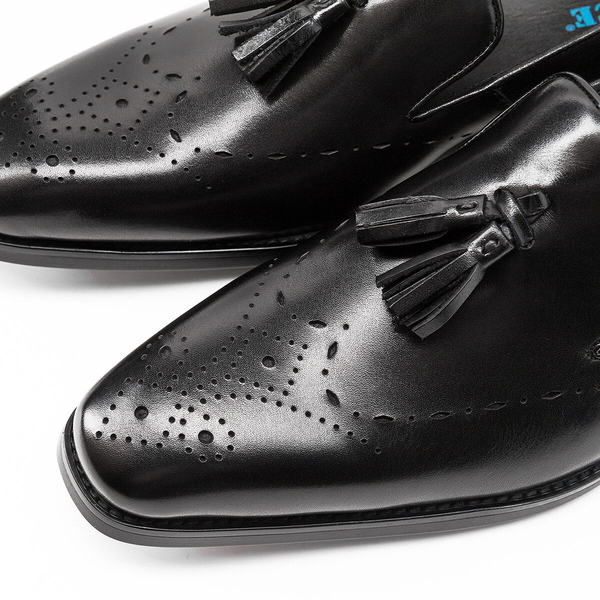 Men Loafers Tassel Shoes High Quality Slip-On luxury Formal Man Genuine Leather Shoes