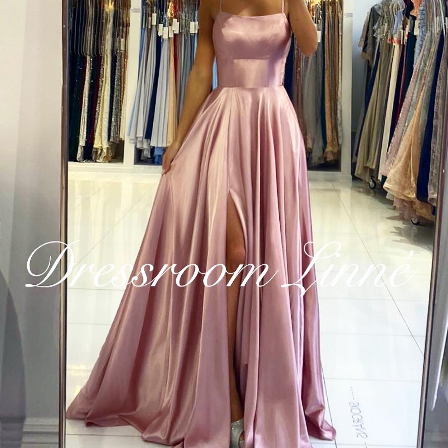 Homecoming Dresses: Prom Dress Satin A-line Gown with Strappy Lace Up Back