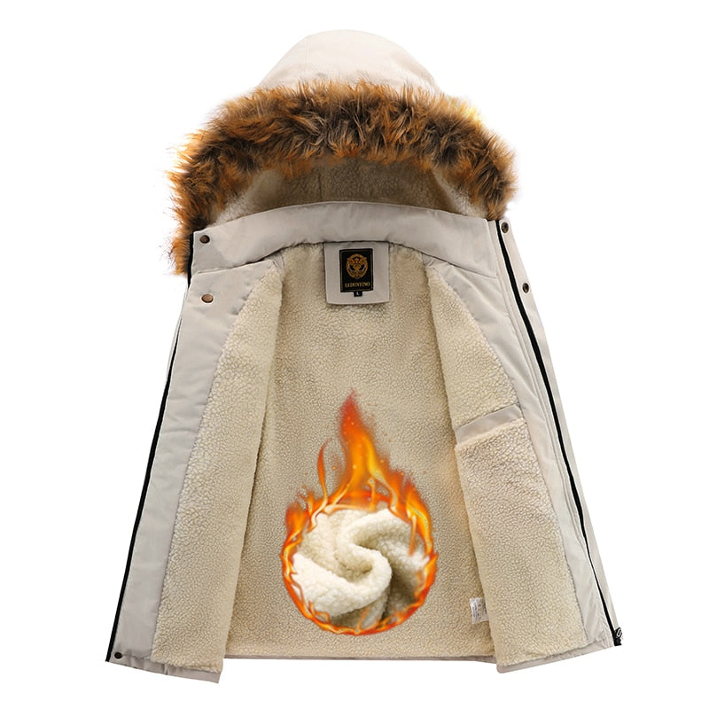 Men Winter Warm Fleece Thick Windbreaker Jacket Coat Parkas Men Fashion