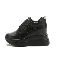 Platform Wedge Sneakers Chunky Shoes Genuine Leather for Women