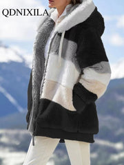 Women Spring and Autumn Oversize Long Teddy Bear Coat Warm Thickening