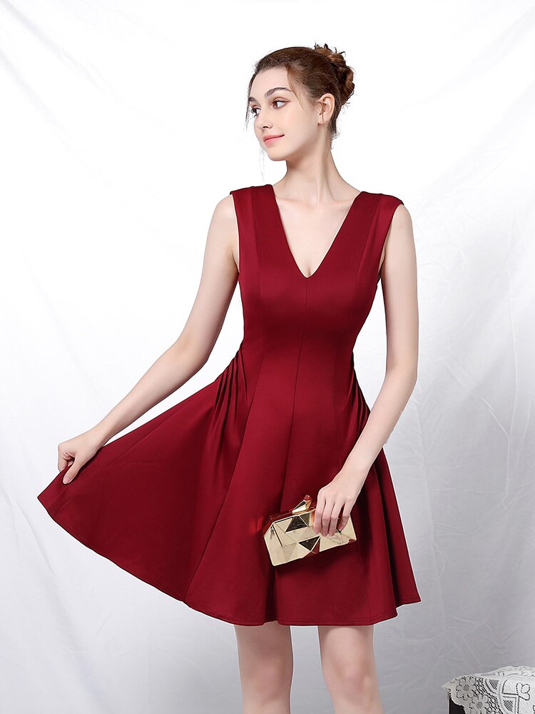 Homecoming Dresses: Double V-Neck Nightclub Femininity Elegant Celebrity Short